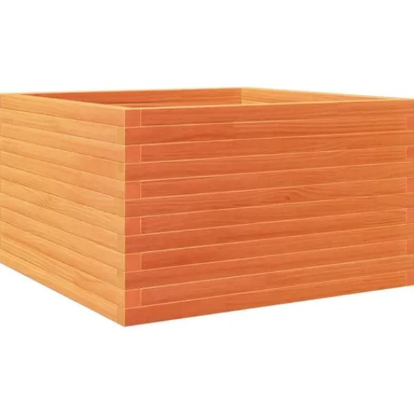 Krukker & Plantebeholdere^Plantekasse i massivt fyrretræ - Robuste blomsterkasser | Størrelse: 80x80x46 cm | Farve: Gyldenbrun