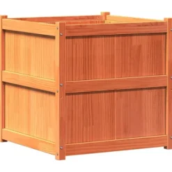 Best Plantekasse i massivt fyrretræ - Dekorativ haveboks | Størrelse: 70x70x70 cm | Farve: Gyldenbrun Krukker & Plantebeholdere