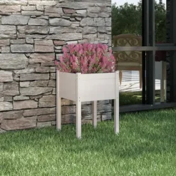 Plantningsbænke^Plantekasse i massivt fyrretræ - Højbed til udendørs brug | Størrelse: 50x50x70 cm | Farve: Hvid