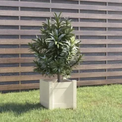 Krukker & Plantebeholdere^Plantekasse i massivt fyrretræ - Ideel til planter og blomster | Størrelse: 31x31x31 cm | Farve: Hvid
