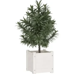 Krukker & Plantebeholdere^Plantekasse i massivt fyrretræ - Ideel til planter og blomster | Størrelse: 31x31x31 cm | Farve: Hvid
