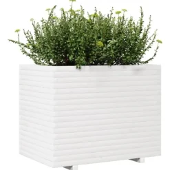 Best Plantekasse i massivt fyrretræ - Dekorativ havekasse | Størrelse: 90x60x72 cm | Farve: Hvid Krukker & Plantebeholdere