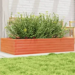 Best Plantekasse i massivt fyrretræ - Dybde 110 cm | Farve: Gyldenbrun | Størrelse: 110x60x23 cm Plantningsbænke