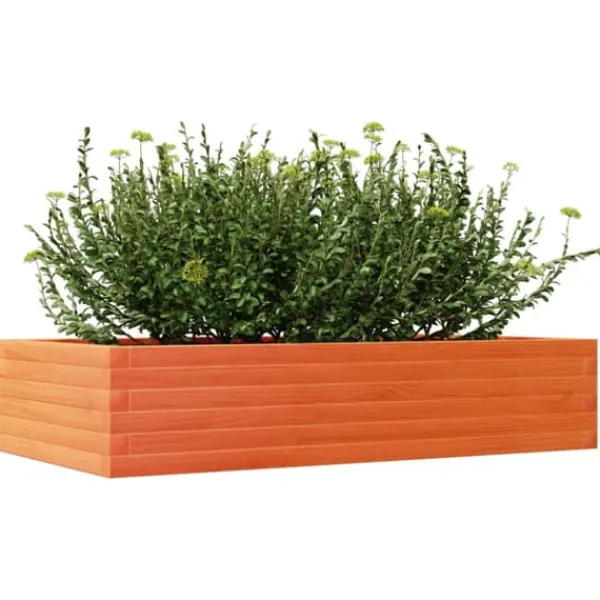 Best Plantekasse i massivt fyrretræ - Dybde 110 cm | Farve: Gyldenbrun | Størrelse: 110x60x23 cm Plantningsbænke