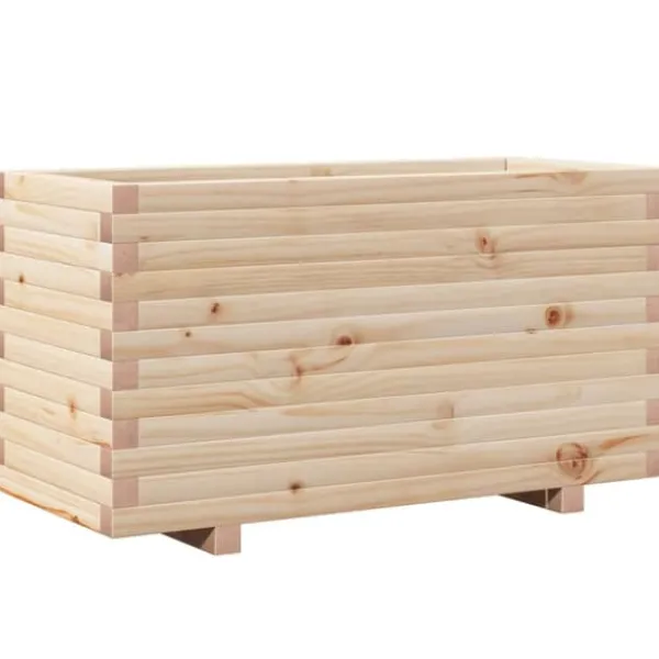 Online Plantekasse i massivt fyrretræ - Robust design til blomster | Størrelse: 90x40x49,5 cm Plantningsbænke