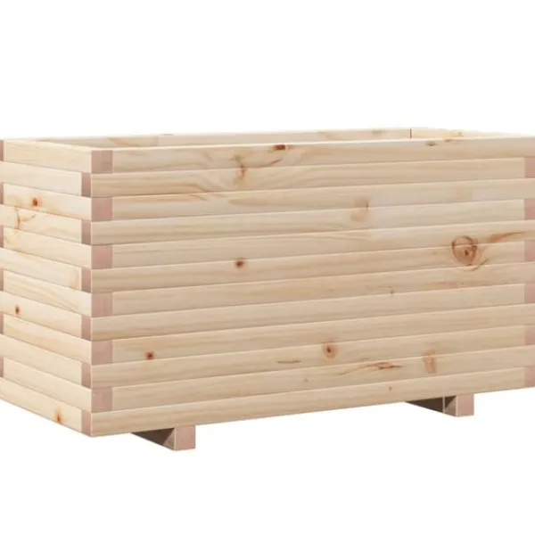 Online Plantekasse i massivt fyrretræ - Robust design til blomster | Størrelse: 90x40x49,5 cm Plantningsbænke