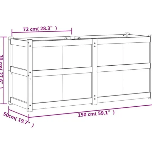 Krukker & Plantebeholdere^Plantekasse i massivt fyrretræ - Dekorativ havekasse | Størrelse: 150x50x70 cm