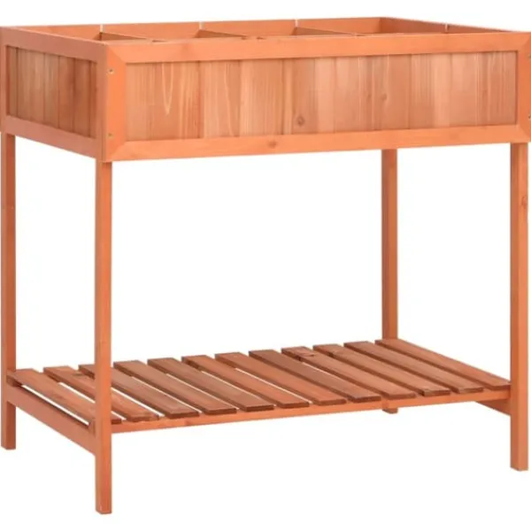 Best Plantekasse i massivt grantræ - Hævet 80x60x80 cm | Farve: Natur | Størrelse: 80x60x80 cm Plantningsbænke