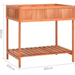 Best Plantekasse i massivt grantræ - Hævet 80x60x80 cm | Farve: Natur | Størrelse: 80x60x80 cm Plantningsbænke