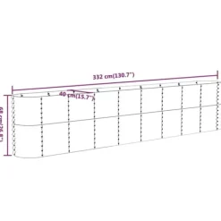 Plantekasse i pulverlakeret stål - Holdbar og vejrbestandig | Farve: Grøn | Størrelse: 332x40x68 cm Plantningsbænke