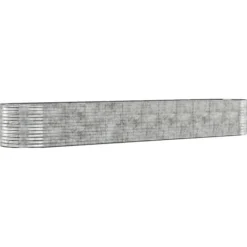 Discount Plantekasse i pulverlakeret stål - Højbed til haven | Størrelse: 507x100x68 cm | Farve: Sølv Plantningsbænke