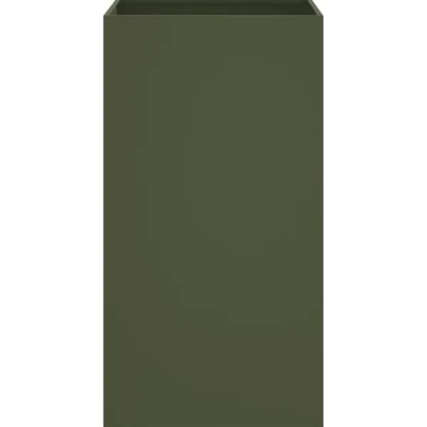 Krukker & Plantebeholdere^Plantekasse i stål - Holdbar og dekorativ til haven | Farve: Olivengrøn | Størrelse: 42x38x75 cm