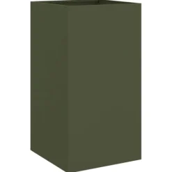Krukker & Plantebeholdere^Plantekasse i stål - Holdbar og dekorativ til haven | Farve: Olivengrøn | Størrelse: 42x38x75 cm