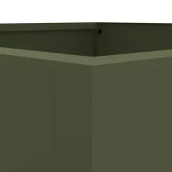 Krukker & Plantebeholdere^Plantekasse i stål - Holdbar og dekorativ til haven | Farve: Olivengrøn | Størrelse: 42x38x75 cm