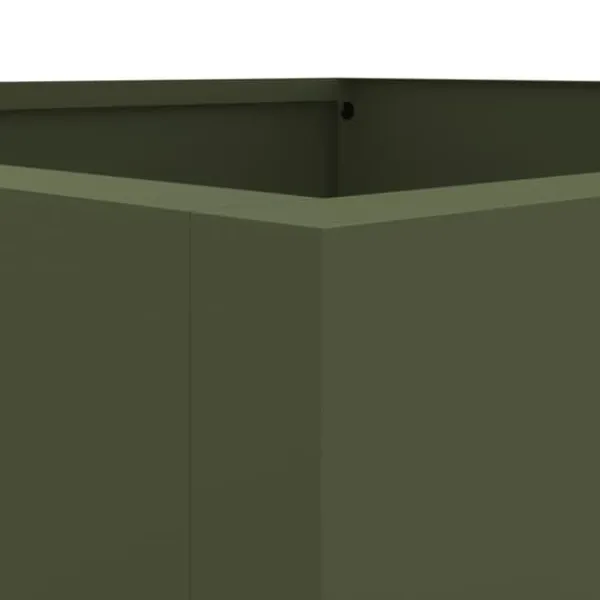 Krukker & Plantebeholdere^Plantekasse i stål - Holdbar og dekorativ til haven | Farve: Olivengrøn | Størrelse: 42x38x75 cm