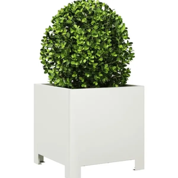 Krukker & Plantebeholdere^Plantekasse i stål - Vejrbestandig og slidstærk | Størrelse: 30x30x30 cm | Farve: Hvid