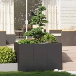 Krukker & Plantebeholdere^Plantekasse i stål 120x80x80 cm - Højbed til have og terrasse | Farve: Sort