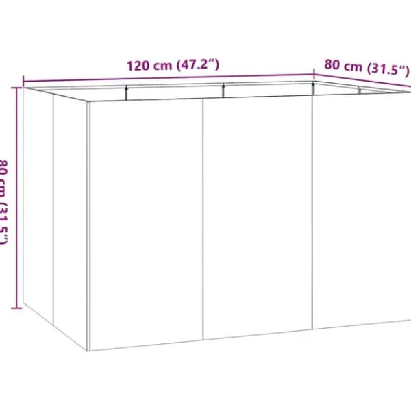 Krukker & Plantebeholdere^Plantekasse i stål 120x80x80 cm - Højbed til have og terrasse | Farve: Sort