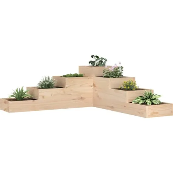 Plantningsbænke^Plantekasse med 4 niveauer - Massivt fyrretræ | Størrelse: 106x104,5x36 cm