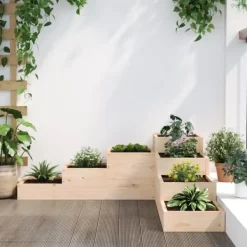 Plantningsbænke^Plantekasse med 4 niveauer - Massivt fyrretræ | Størrelse: 106x104,5x36 cm