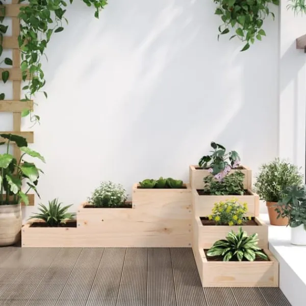 Plantningsbænke^Plantekasse med 4 niveauer - Massivt fyrretræ | Størrelse: 106x104,5x36 cm