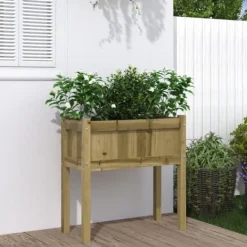 Plantningsbænke^Plantekasse med ben i imprægneret fyrretræ - Haveskaber | Størrelse: 70x31x70 cm