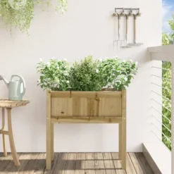 Plantningsbænke^Plantekasse med ben i imprægneret fyrretræ - Haveskaber | Størrelse: 70x31x70 cm