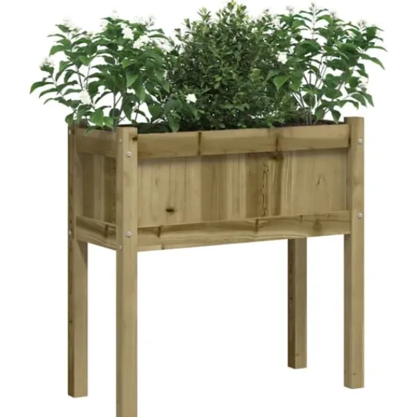 Plantningsbænke^Plantekasse med ben i imprægneret fyrretræ - Haveskaber | Størrelse: 70x31x70 cm