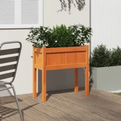 Plantningsbænke^Plantekasse med ben i massivt fyrretræ - Dekorativ havemøbel | Størrelse: 70x31x70 cm | Farve: Gyldenbrun