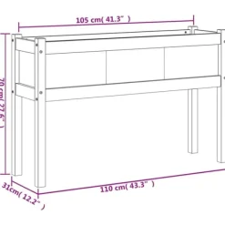 Outlet Plantekasse med ben i massivt fyrretræ - Perfekt til haven | Størrelse: 110x31x70 cm Plantningsbænke