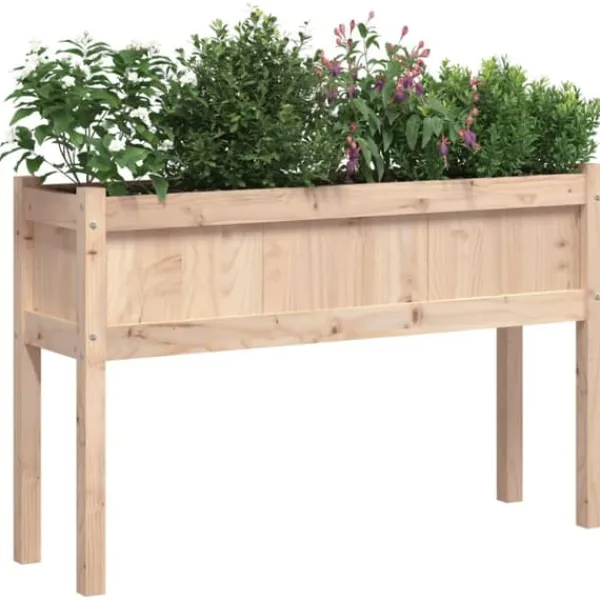 Outlet Plantekasse med ben i massivt fyrretræ - Perfekt til haven | Størrelse: 110x31x70 cm Plantningsbænke