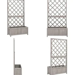 Krukker & Plantebeholdere^Plantekasse med espalier 70x30x135 cm massivt fyrretræ grå - Plantekasse - Plantekasser - Home & Living