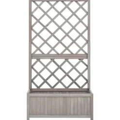 Krukker & Plantebeholdere^Plantekasse med espalier 70x30x135 cm massivt fyrretræ grå - Plantekasse - Plantekasser - Home & Living