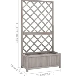 Krukker & Plantebeholdere^Plantekasse med espalier 70x30x135 cm massivt fyrretræ grå - Plantekasse - Plantekasser - Home & Living