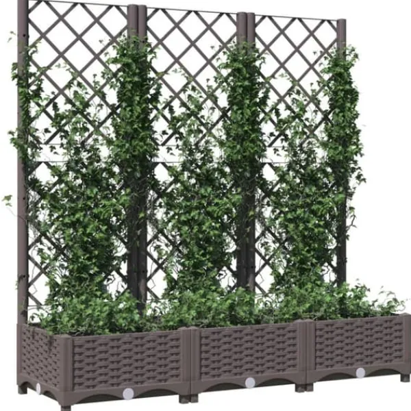 Clearance Plantekasse med espalier - Velegnet til udendørs brug | Størrelse: 120x40x121,5 cm | Farve: Brun Plantningsbænke