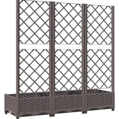 Clearance Plantekasse med espalier - Velegnet til udendørs brug | Størrelse: 120x40x121,5 cm | Farve: Brun Plantningsbænke