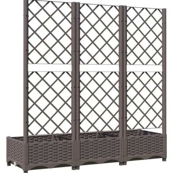 Clearance Plantekasse med espalier - Velegnet til udendørs brug | Størrelse: 120x40x121,5 cm | Farve: Brun Plantningsbænke