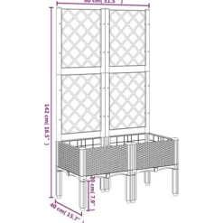 Best Plantekasse med espalier - Klatreplante støtte | Størrelse: 80x40x142 cm | Farve: Lysegrå Krukker & Plantebeholdere
