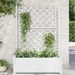 Outlet Plantekasse med espalier - Højbed til blomster og planter | Farve: Hvid | Størrelse: 100x43x142 cm Krukker & Plantebeholdere