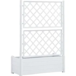 Outlet Plantekasse med espalier - Højbed til blomster og planter | Farve: Hvid | Størrelse: 100x43x142 cm Krukker & Plantebeholdere