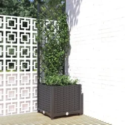 Online Plantekasse med espalier - Velegnet til klatreplanter | Størrelse: 40x40x136 cm | Farve: Sort Krukker & Plantebeholdere