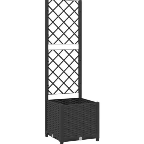 Online Plantekasse med espalier - Velegnet til klatreplanter | Størrelse: 40x40x136 cm | Farve: Sort Krukker & Plantebeholdere