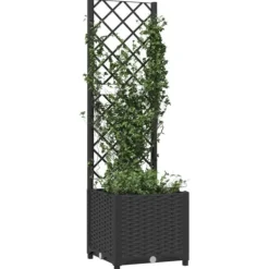 Online Plantekasse med espalier - Velegnet til klatreplanter | Størrelse: 40x40x136 cm | Farve: Sort Krukker & Plantebeholdere