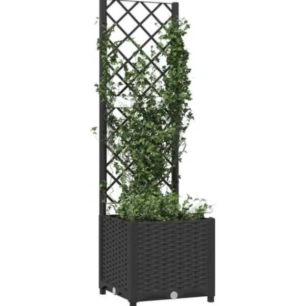 Online Plantekasse med espalier - Velegnet til klatreplanter | Størrelse: 40x40x136 cm | Farve: Sort Krukker & Plantebeholdere