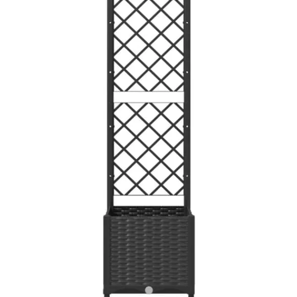 Online Plantekasse med espalier - Velegnet til klatreplanter | Størrelse: 40x40x136 cm | Farve: Sort Krukker & Plantebeholdere