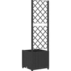 Online Plantekasse med espalier - Velegnet til klatreplanter | Størrelse: 40x40x136 cm | Farve: Sort Krukker & Plantebeholdere
