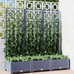 Outlet Plantekasse med espalier 120x40x121,5 cm PP mørkegrå - Plantekasse - Plantekasser - Home & Living Krukker & Plantebeholdere