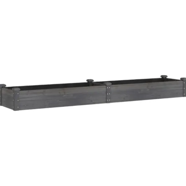 Discount Plantekasse med foring i fyrretræ - Højbed | Størrelse: 240x45x25 cm | Farve: Grå Plantningsbænke