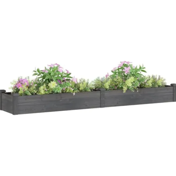 Discount Plantekasse med foring i fyrretræ - Højbed | Størrelse: 240x45x25 cm | Farve: Grå Plantningsbænke