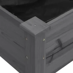 Plantningsbænke^Plantekasse med foring og hjul - Massivt fyrretræ | Størrelse: 118x59x80 cm | Farve: Grå
